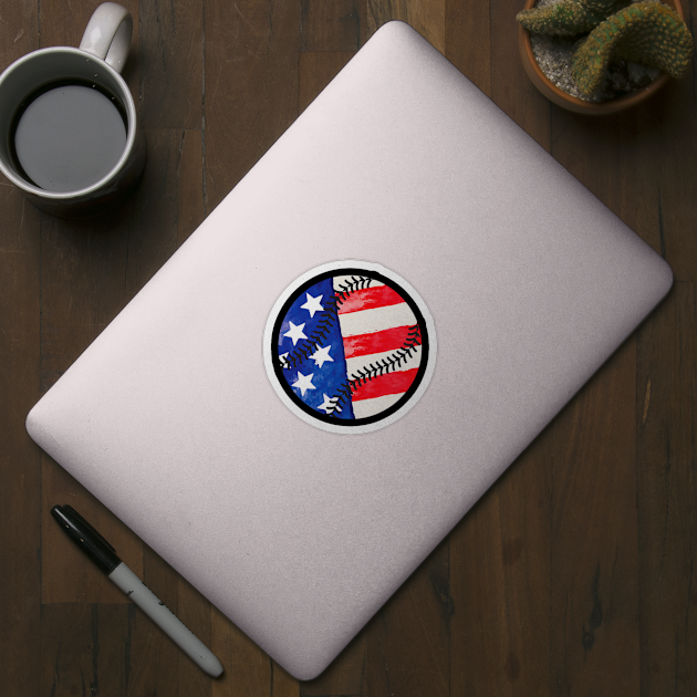 American Flag Baseball Team Gift by credittee